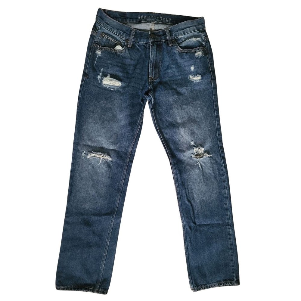 Aeropostale Straight Leg Jeans Mens Size 29x32 Blue Denim 100% Cotton